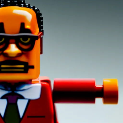 Prompt: gustavo fring as an lego character, 4 k, photography, realistic,