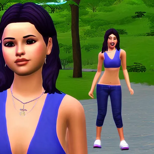 Prompt: Selena Gomez in The Sims 3