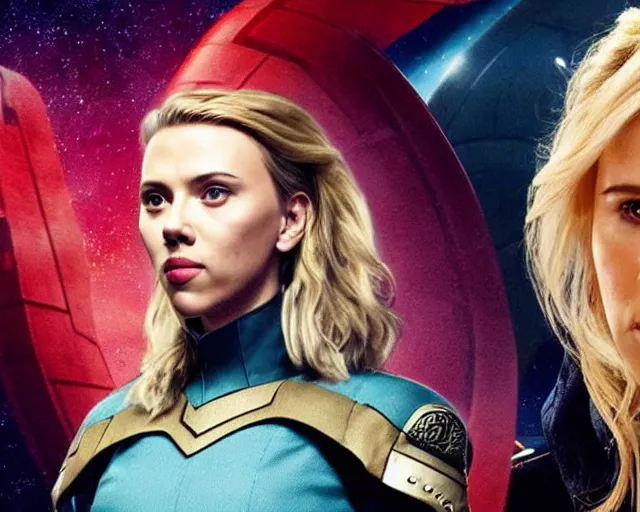 Image similar to portrait of scarlett johansson, in starfleet uniform, in a scene from the tv series vikings