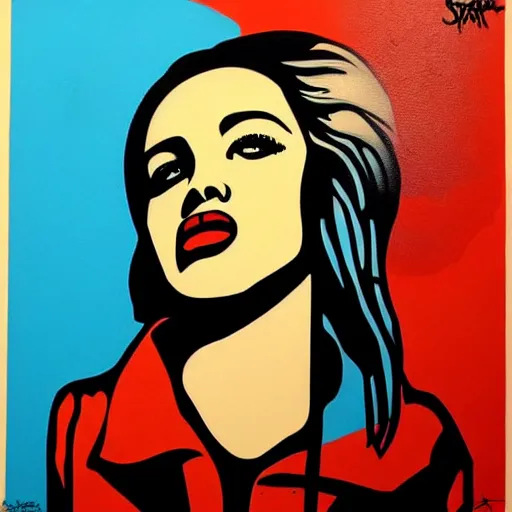 Image similar to graffiti, splash painting by shepard fairey