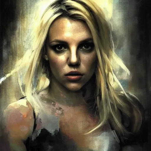 Image similar to britney spears and scarlett johansson morphed together, hybrid, jeremy mann painting