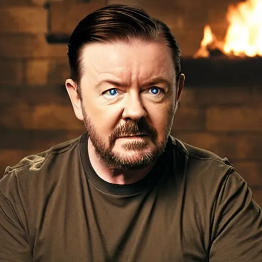 Prompt: ricky gervais on forged in fire