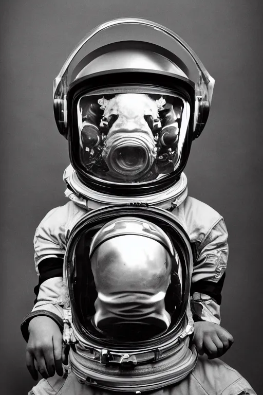 Prompt: extremely detailed studio portrait of space astronaut, alien tentacle protruding from eyes and mouth, slimy tentacle breaking through helmet visor, shattered visor, full body, soft light, disturbing, shocking realization, award winning photo by letizia battaglia