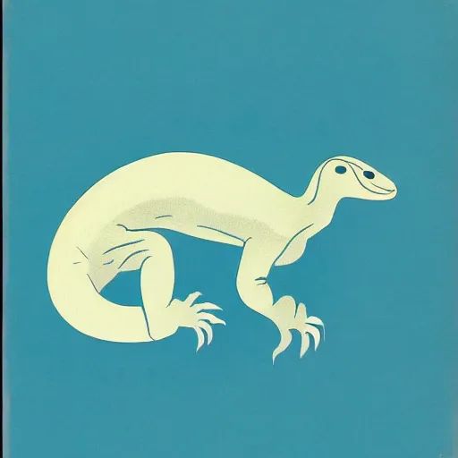 Prompt: 1950s minimalist illustration of a komodo dragon