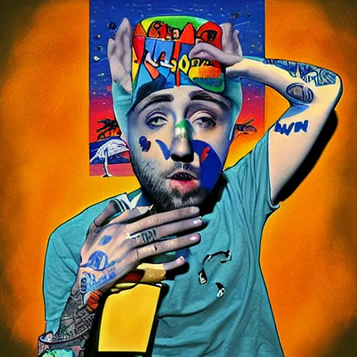 Image similar to a rendition of an album cover by Mac Miller, creative