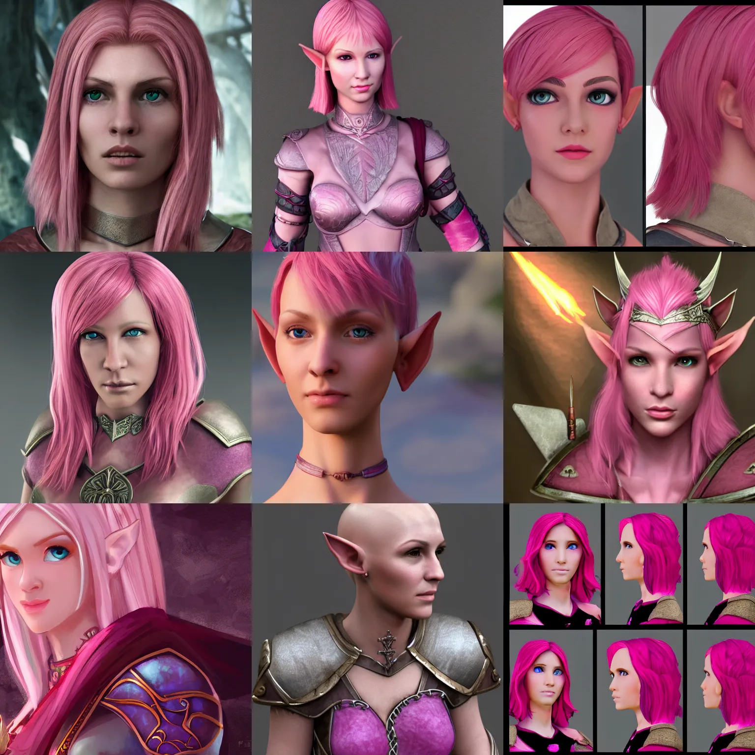 Prompt: beautiful pink short haired half elf woman cleric, 4 k, highly detailed
