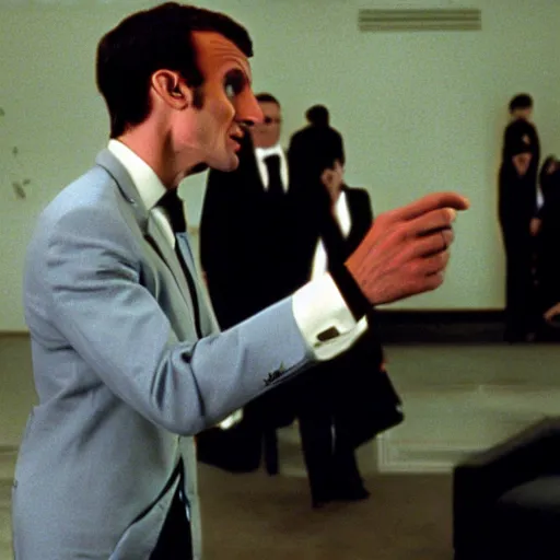 Image similar to Jewish Emmanuel Macron in American Psycho (1999)