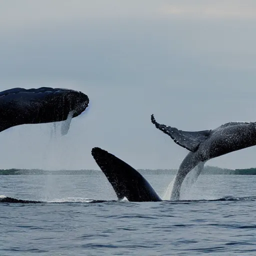 Image similar to whales swinming in clouds