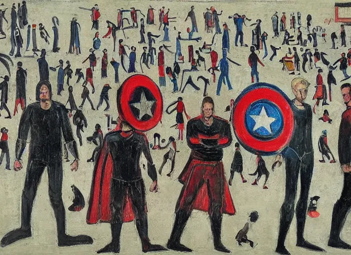 Image similar to the avengers by ls lowry