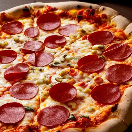 Image similar to a extreme close up of new york style pizza, photo realistic, cinematic lighting, commercial photography