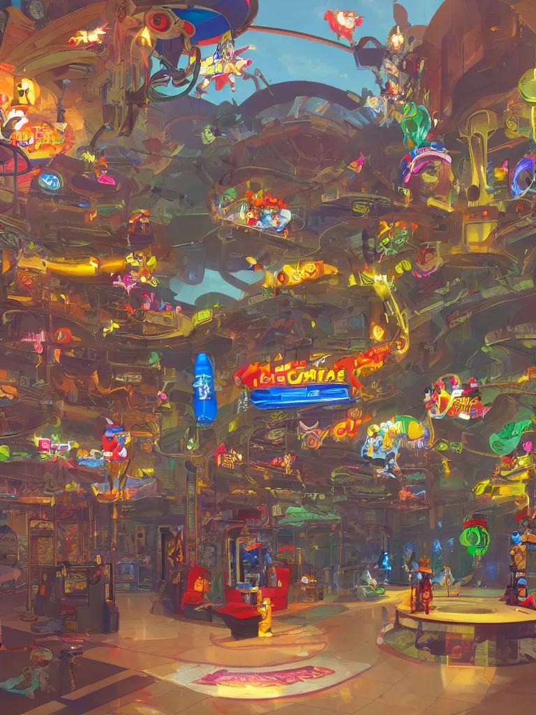 Image similar to arcade games by disney concept artists, blunt borders, rule of thirds