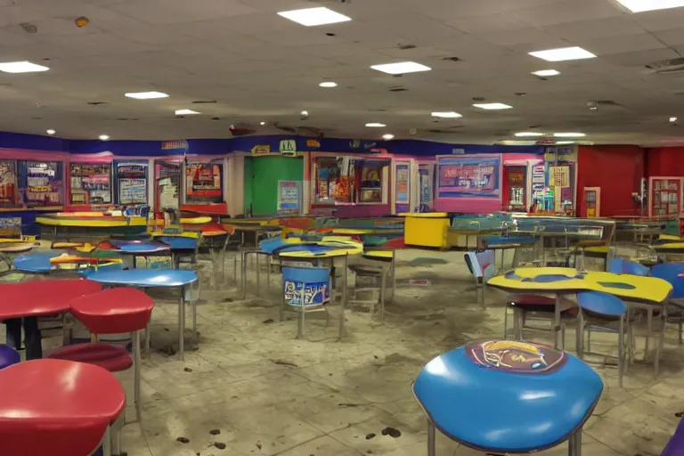 Image similar to inside an abandoned Chuck E Cheese