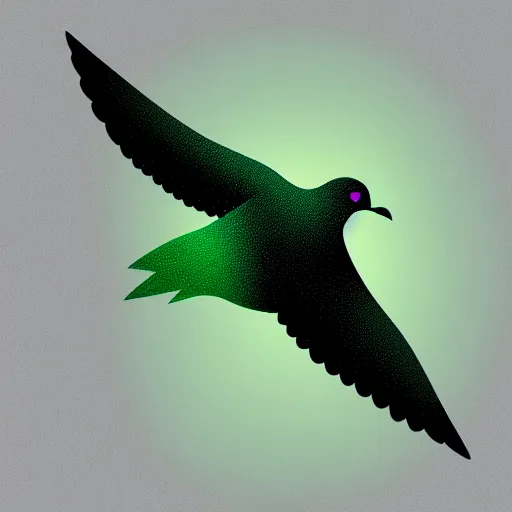 Prompt: a green dove, black background, isometric, vector, low poly, cgsociety, volumetric lighting, digital art