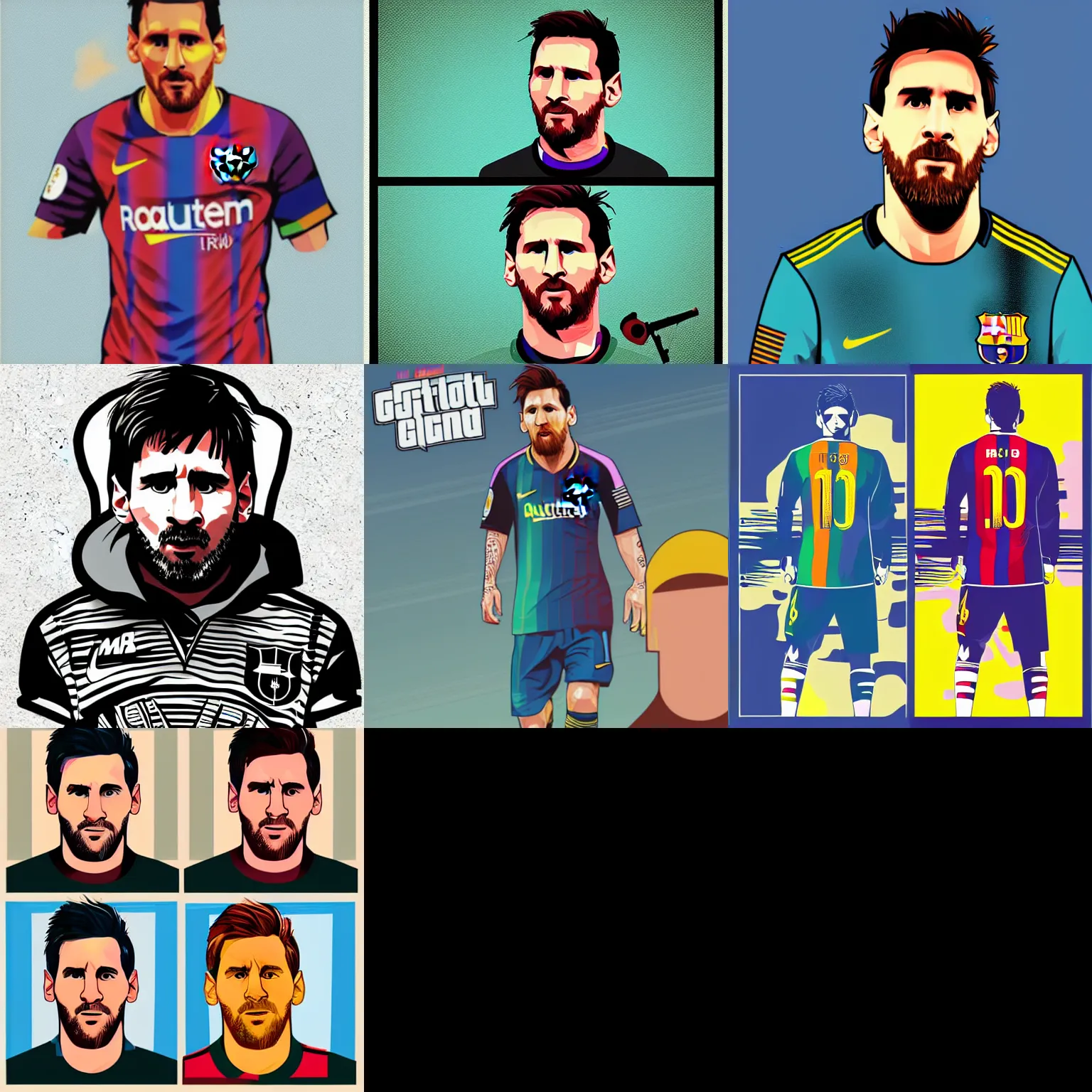 Prompt: Messi in gta style art, vector style, beautiful