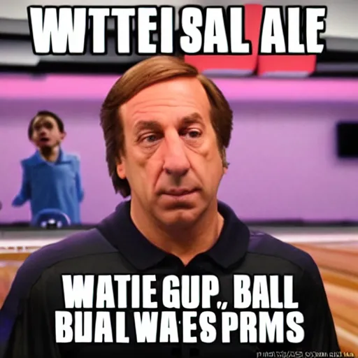 Prompt: Water White and Saul Goodman bowling