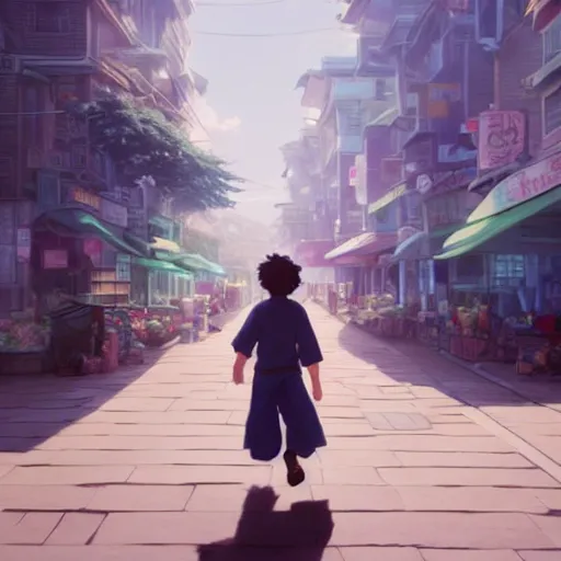 Prompt: a wholesome animation key shot of a person walking in the streets being knocked down by the wind, medium shot, waist up, studio Ghibli, Pixar and Disney animation, sharp, Rendered in Unreal Engine 5, anime key art by Greg Rutkowski, Bloom, dramatic lighting