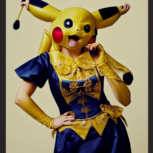 Prompt: elegant woman dressed up as pikachu, art photo by Annie Liebovitz, Gueorgui Pinkhassov and Alphonse Mucha, digital photo, clean, 4k, 2015 cinematography