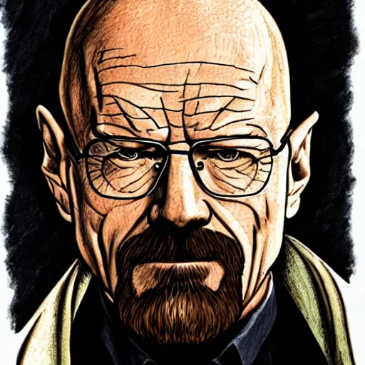 Prompt: drawing of walter white by bill watterson