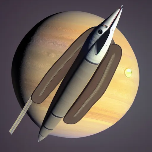 Image similar to 3 d render of a spaceship near saturn