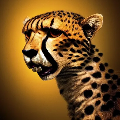 Image similar to a detailed digital art of a desperate cheetah steve buscemi hybrid, in search for their next meal, magical realism, artstation, ornate, maximalist, cinematic, profound, neuromuscular, beautiful, deep focus, post processing, compositing, studio lighting