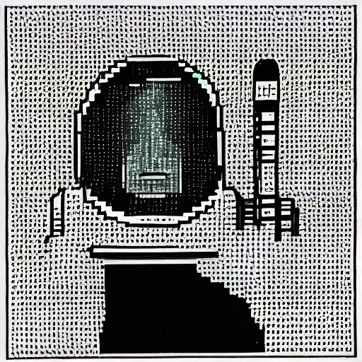 Image similar to an astronaut in space, drawn with dots, art, minimalist,