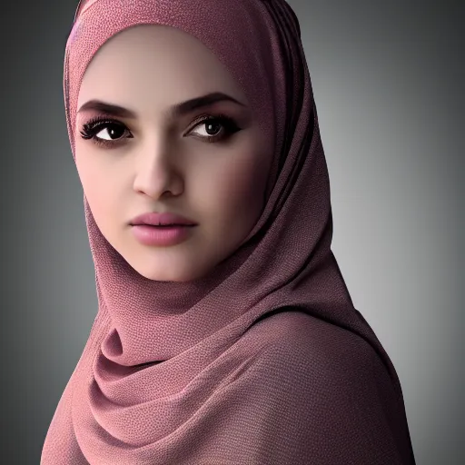 Prompt: A young beautiful lady wearing hijab, photorealist, 4k, DSLR photograph