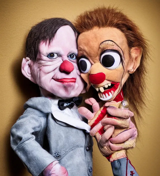 Image similar to hyper realistic photography of ventriloquist puppet, scott radke