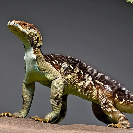 Prompt: rattlesnake and Komodo dragon hybrid animal