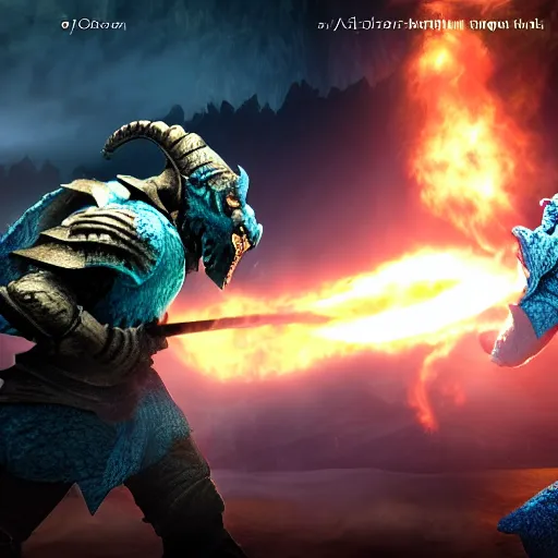 Image similar to dragonborn vs ultimate evil epic fight dramatic lighting extreme details