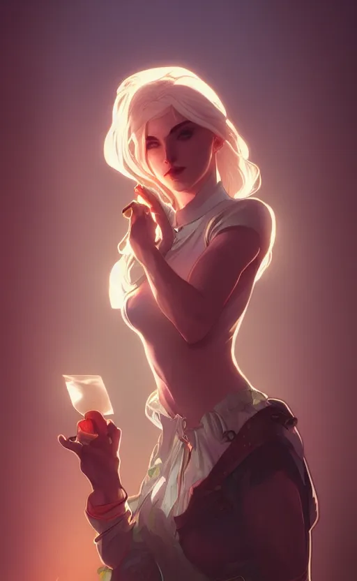 Image similar to Ciri, ambient lighting, 4k, alphonse mucha, lois van baarle, ilya kuvshinov, rossdraws, artstation