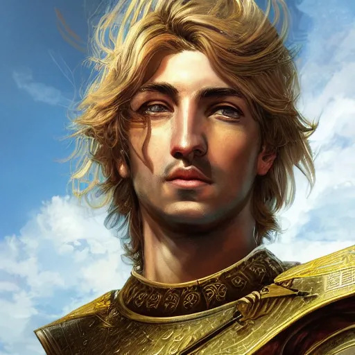 Image similar to portrait of alexander the great with a smug face, illustration by yoshitaka amano, vivid colors, extremely detailed, hd, 8 k, artstation