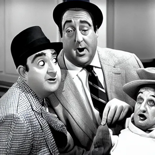 Prompt: Abbott and Costello meet Beetlejuice (Lester Green)