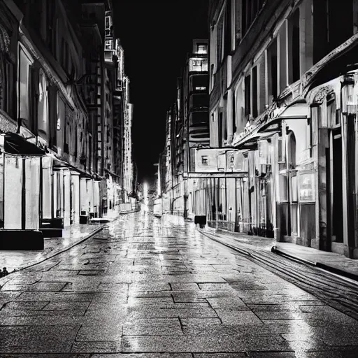 Image similar to a city street at night