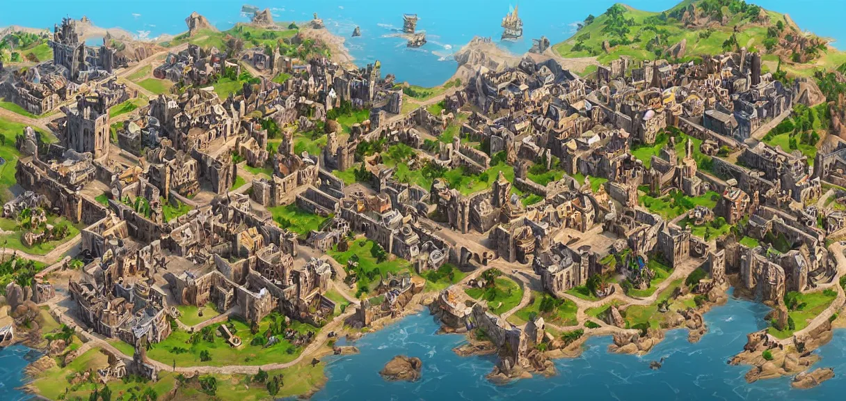 Image similar to “ the city of king's landing from game of thrones, but in the style of fortnite, digital art, award winning ”