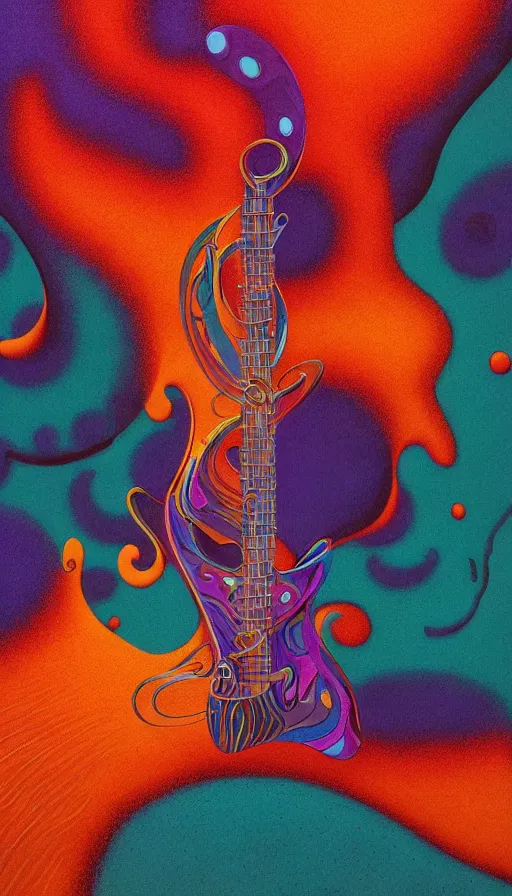 Prompt: colourful biomorphic opart, octane render 8 k, jimi hendrix playing guitar, pascal blanche, josh kirby, roger dean, james jean, arthur rackham, moebius, syd mead, killian eng beksinski, greg hildebrandt, scifi, 8 k