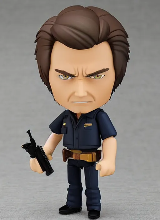 Prompt: clint eastwood, a nendoroid of clint eastwood is dirty harry figurine, realistic face, detailed product photo