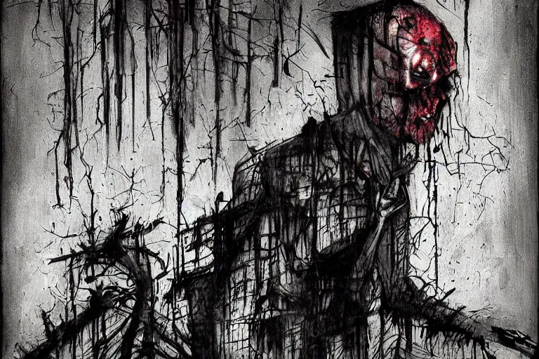 Image similar to horror painting of Missing 411 anomaly by ben templesmith