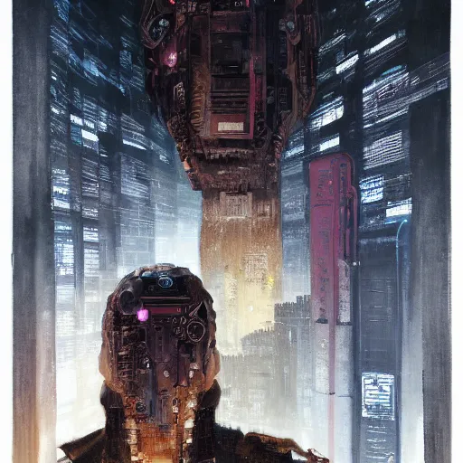 Image similar to neuromancer, painted by igor kieryluk