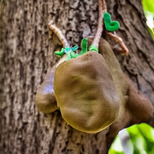 Image similar to bean pod with small human babies inside, growing in a tree, real picture