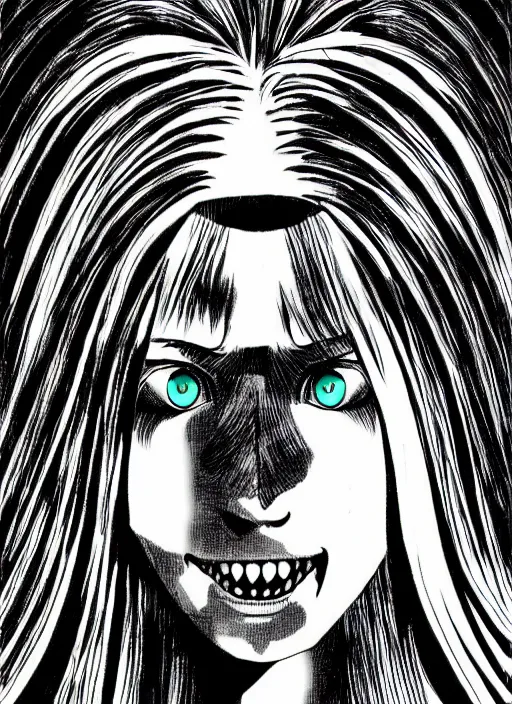 Prompt: hatsune miku by junji ito and kentaro miura, horror manga, detailed, eerie