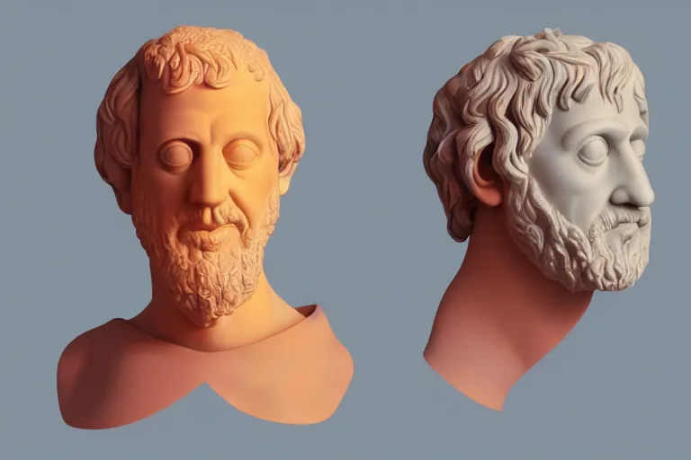 Image similar to Aristotle by Lynda Benglis, octane render, transparent, zoomed out, orange backgorund, pastel colours, 4k, 8k