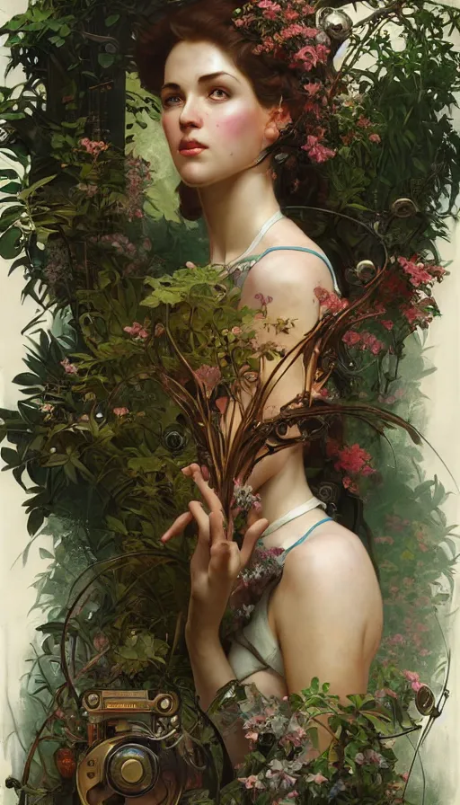 Image similar to hyper realistic time machine schematics, cyberpunk, design on white background, beautiful details, lush foliage, drawn by john singer sargent, tom bagshaw, norman rockwell, alphonso mucha, lolish, trending on artstation