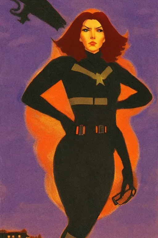 Image similar to black widow ( natasha romanova ), marvel, artwork by nicholas roerich,