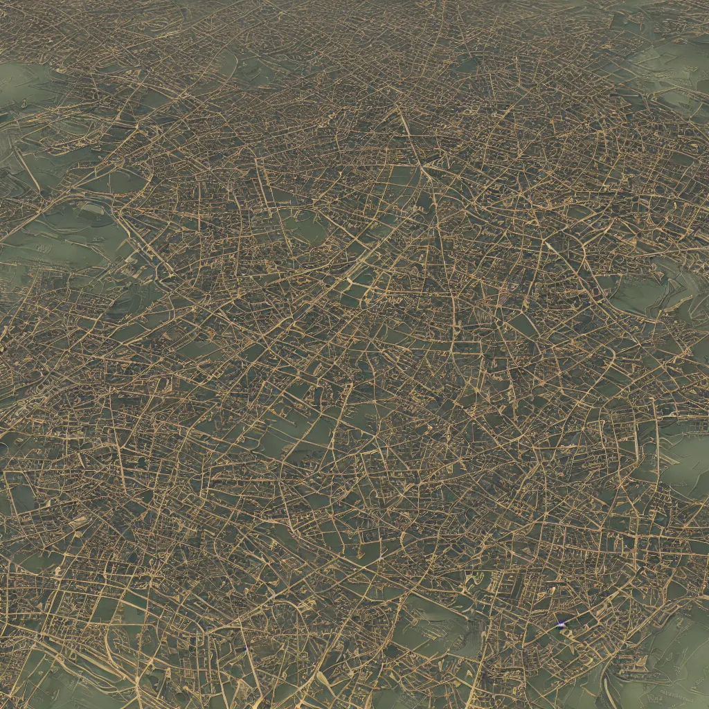 Image similar to A map of paris in Civilization 5, video game, highly detailed, intricate, 8k render, by Greg Rutkowski