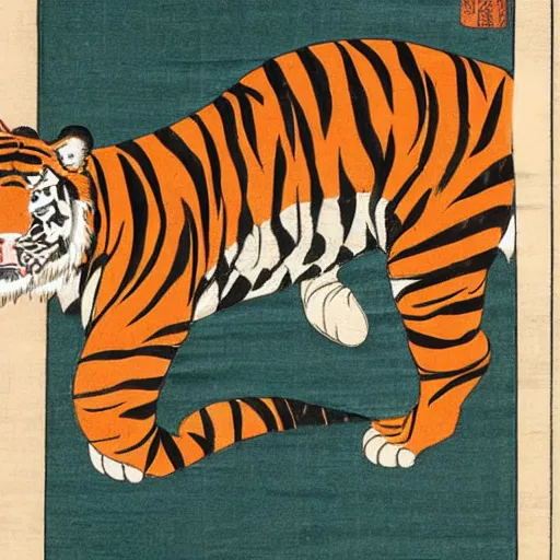 Image similar to tiger , ukiyo-e art