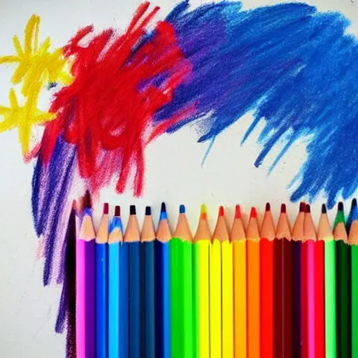 Prompt: Crayon drawing by a 2 year old, award-winning