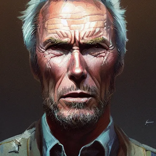 Image similar to ¾ profile, highly detailed portrait clint eastwood of cowboy in gta v stephen bliss unreal engine fantasy art by greg rutkowski loish rhads ferdinand knab ma