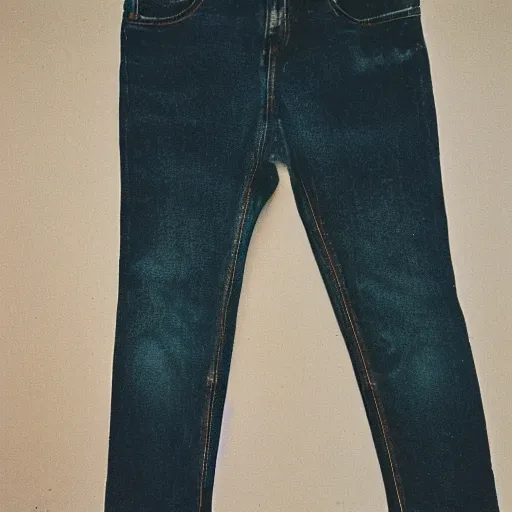 Image similar to realistic! photo of a balenciaga jeans, color film photography, 35mm