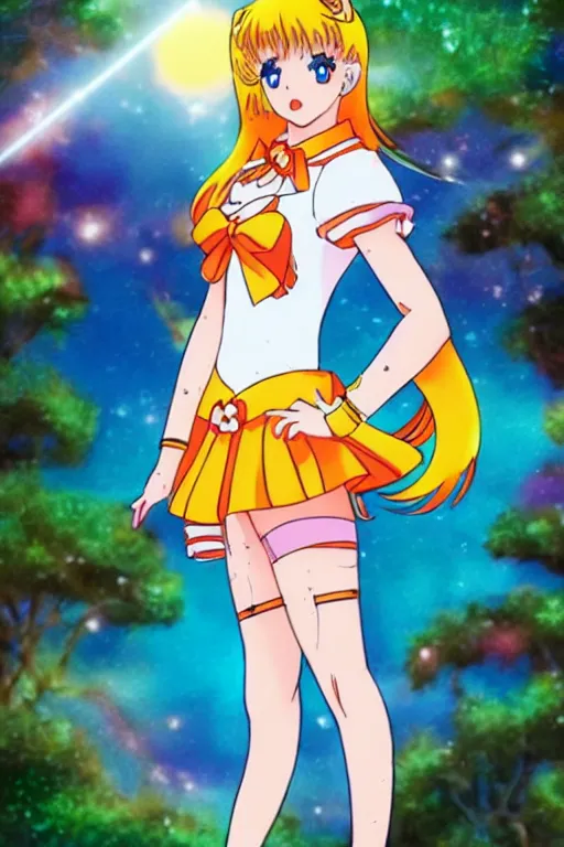 Prompt: Lili Reinhart as Sailor Venus, Anime accurate