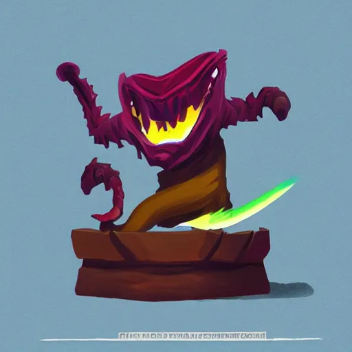 Image similar to a mimic from dungeons and dragons, 2 d, flat, stylish, clean, cmyk, graphic design